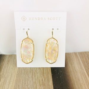 Kendra Scott Elle faceted iridescent abalone gold earrings